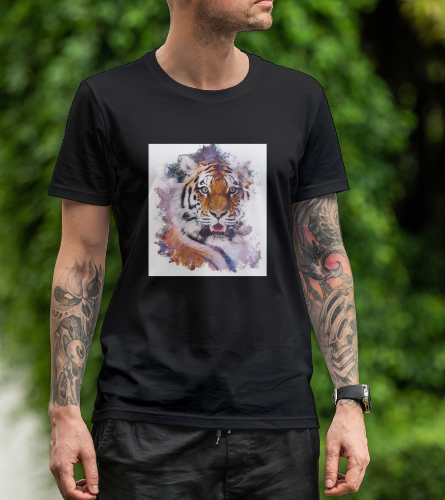 Beautiful Tiger Watercolor Burst T-Shirt