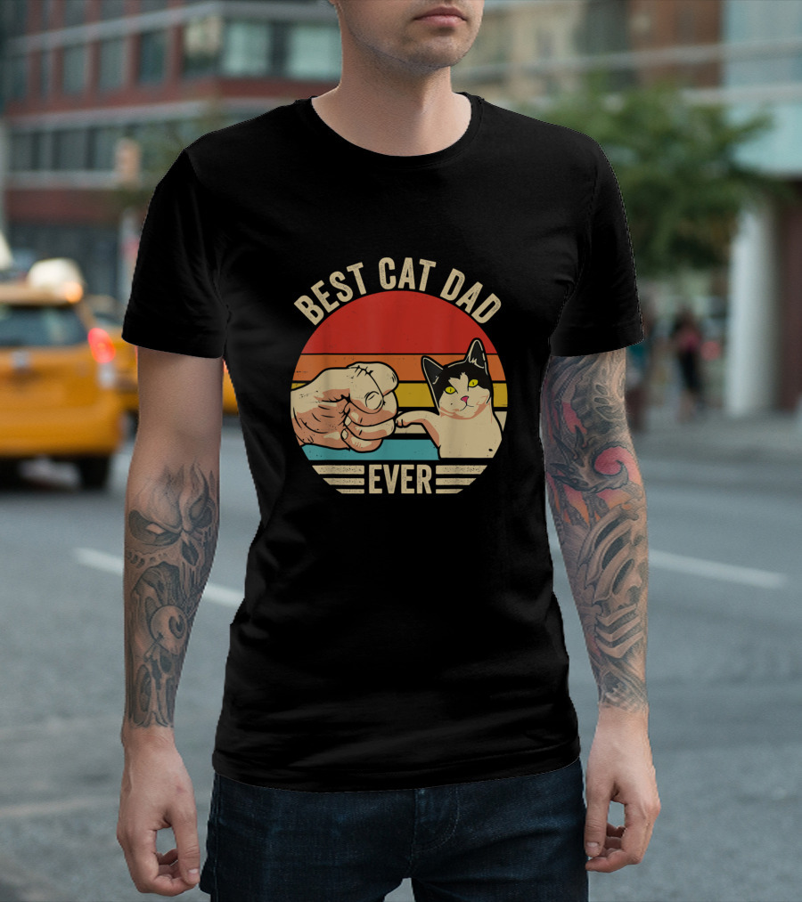 Best Cat Dad Ever Fist Bump Cat Daddy Father's Day T-Shirt