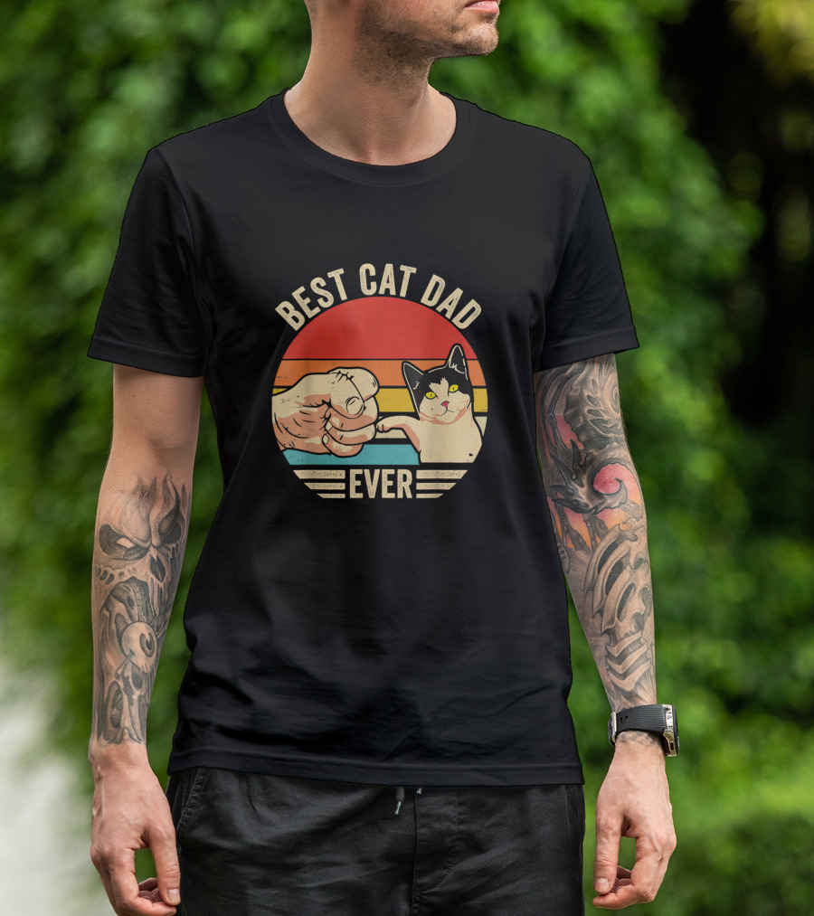 Best Cat Dad Ever Fist Bump Cat Daddy Father's Day T-Shirt