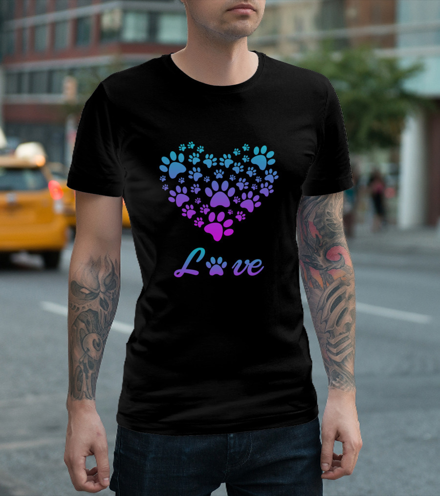 Love Paw Print Heart T-Shirt