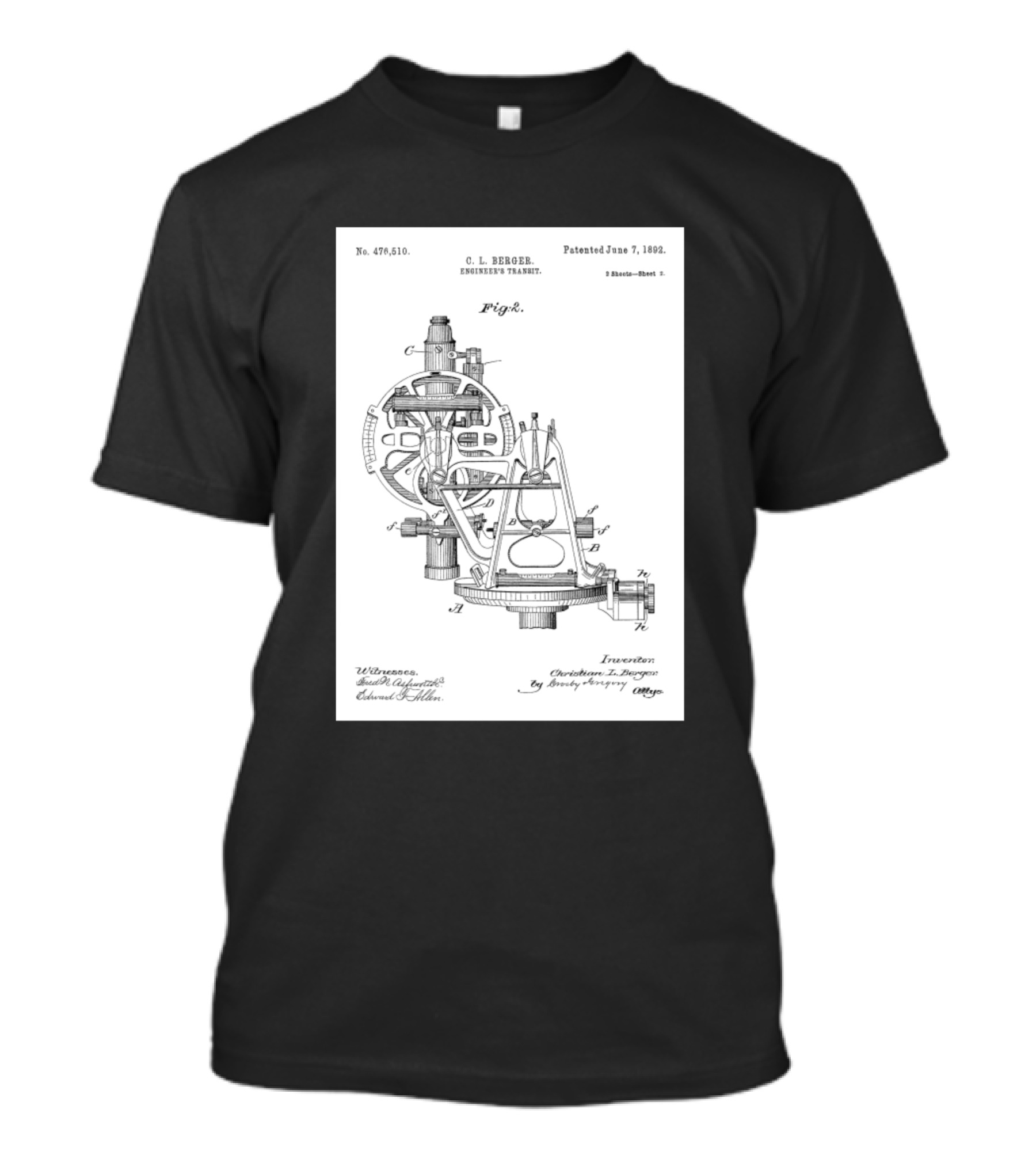 C. L. Berger Engineers Transit Patent June 7 1892 T-Shirt