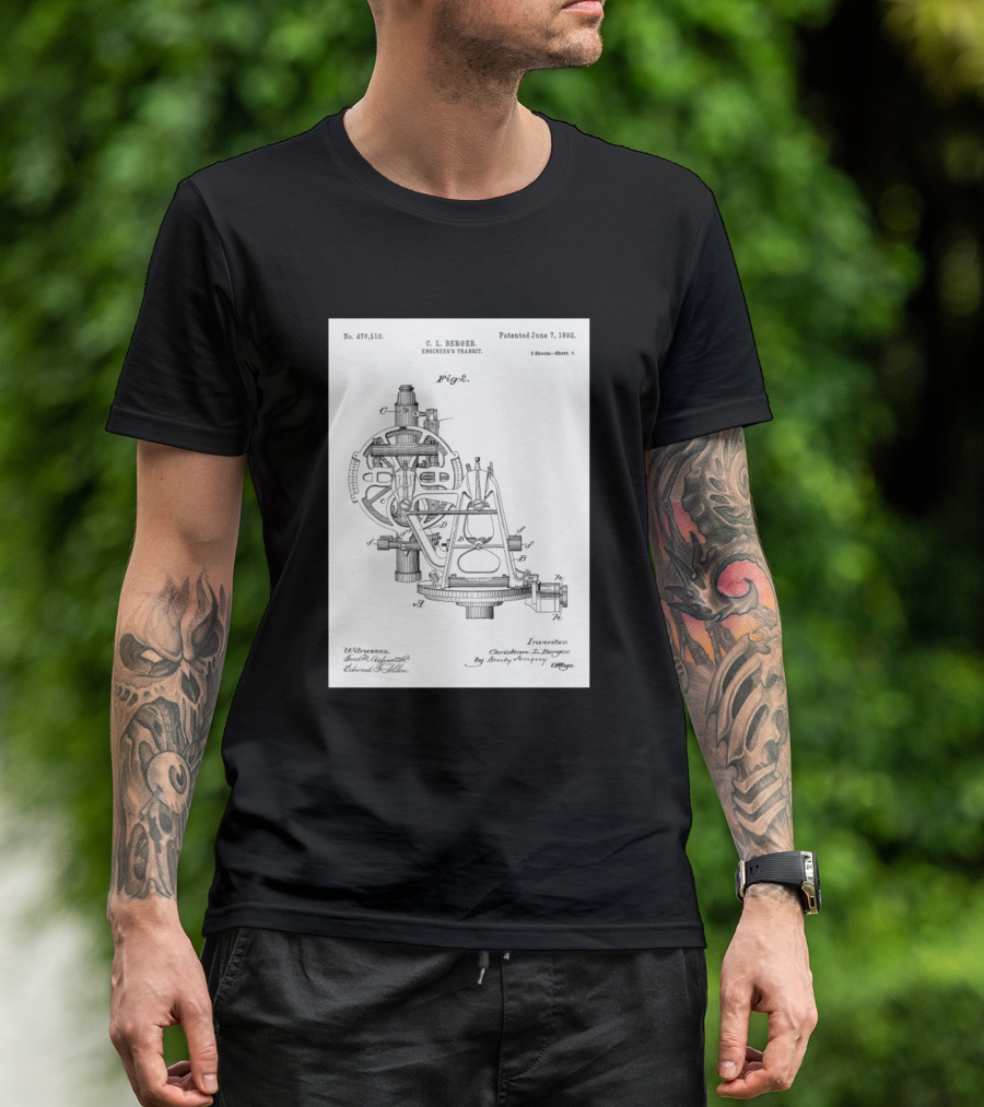 C. L. Berger Engineers Transit Patent June 7 1892 T-Shirt
