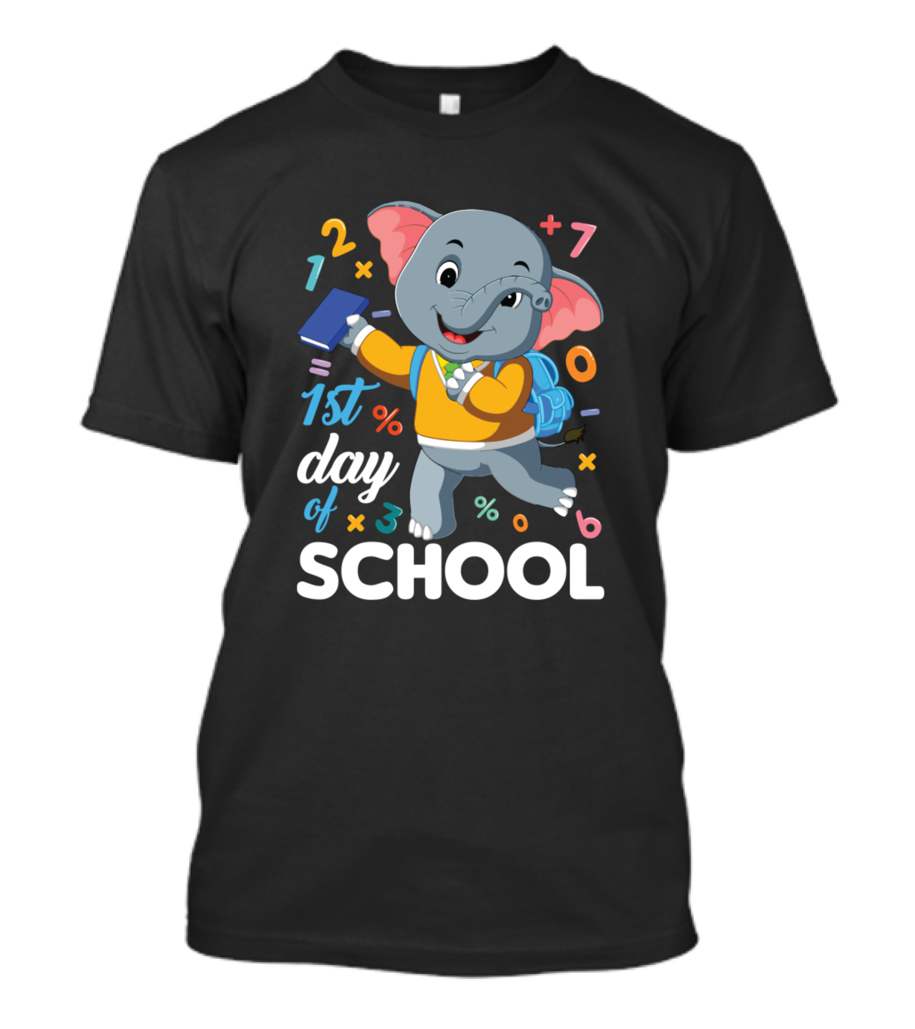 1st Day Of School Elephant With Numbers And Backpack T-Shirt