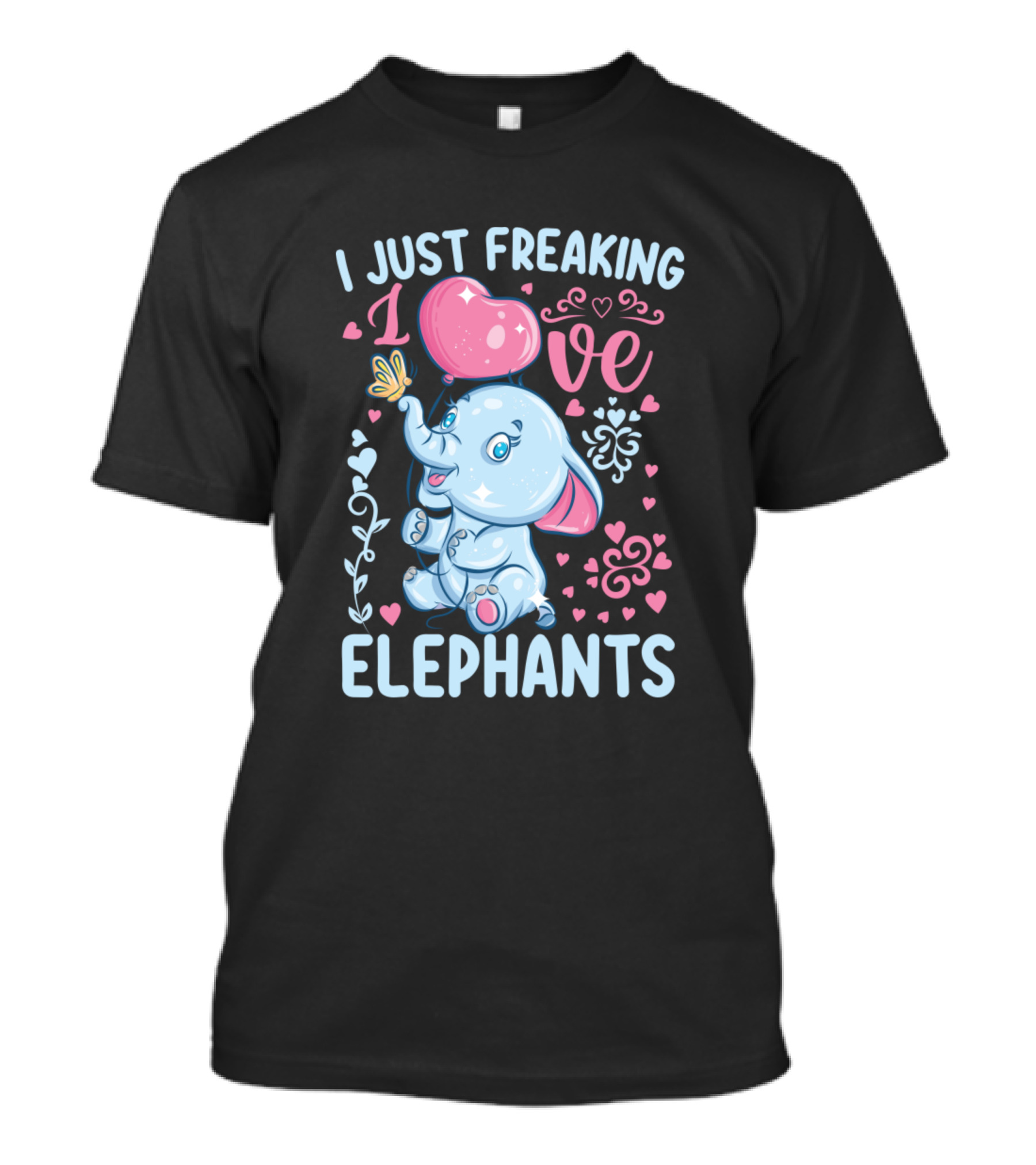 I Just Freaking Love Elephants With Heart And Cute Cartoon Elephant T-Shirt