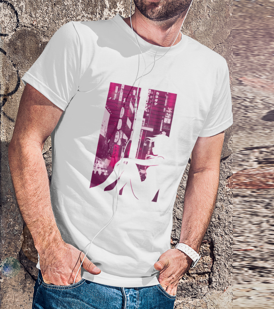 Japanese Cityscape Neon Vaporwave Girl T-Shirt