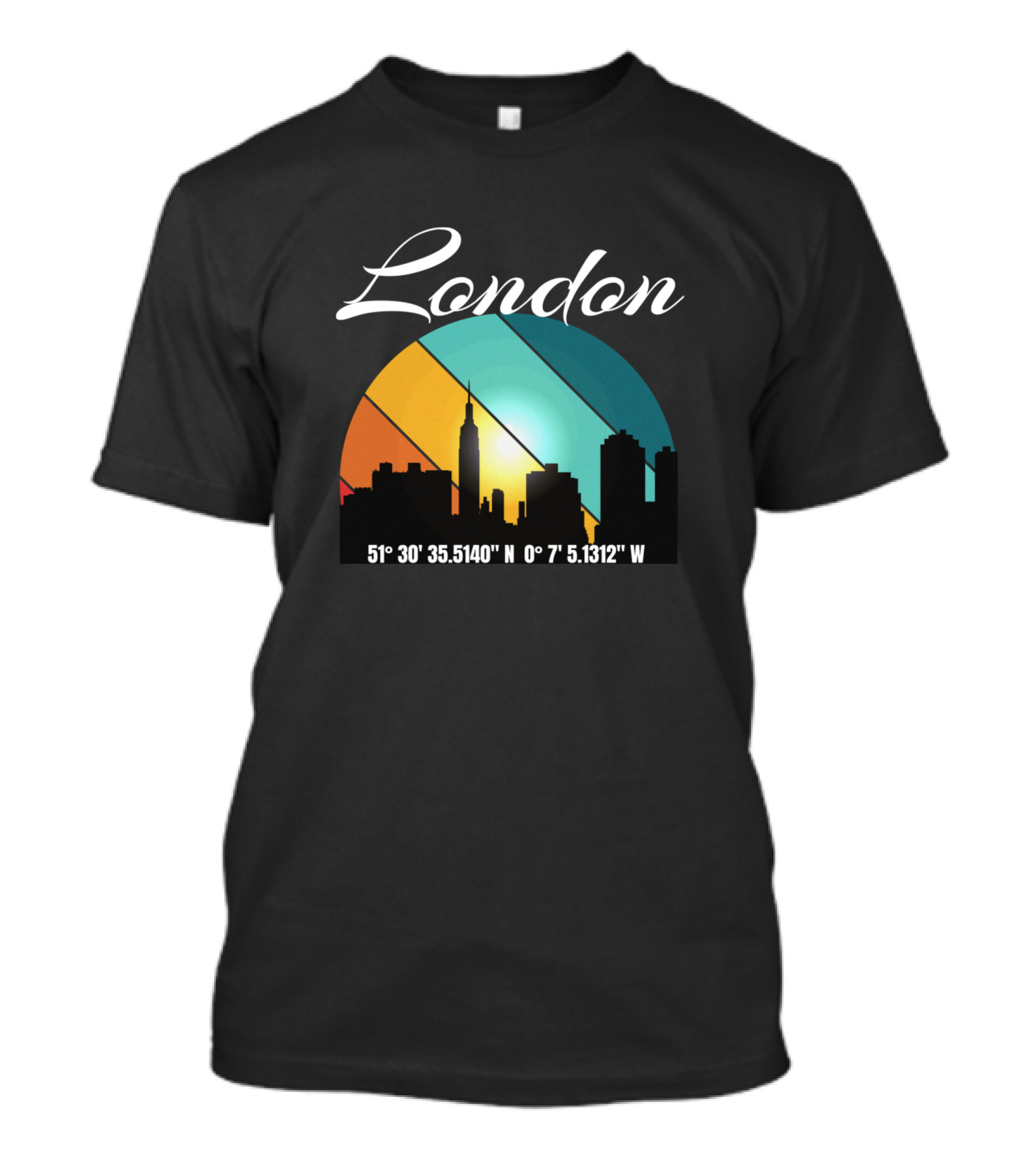 London Skyline With 51°30'35.5140N 0°7'5.1312W Coordinates T-Shirt
