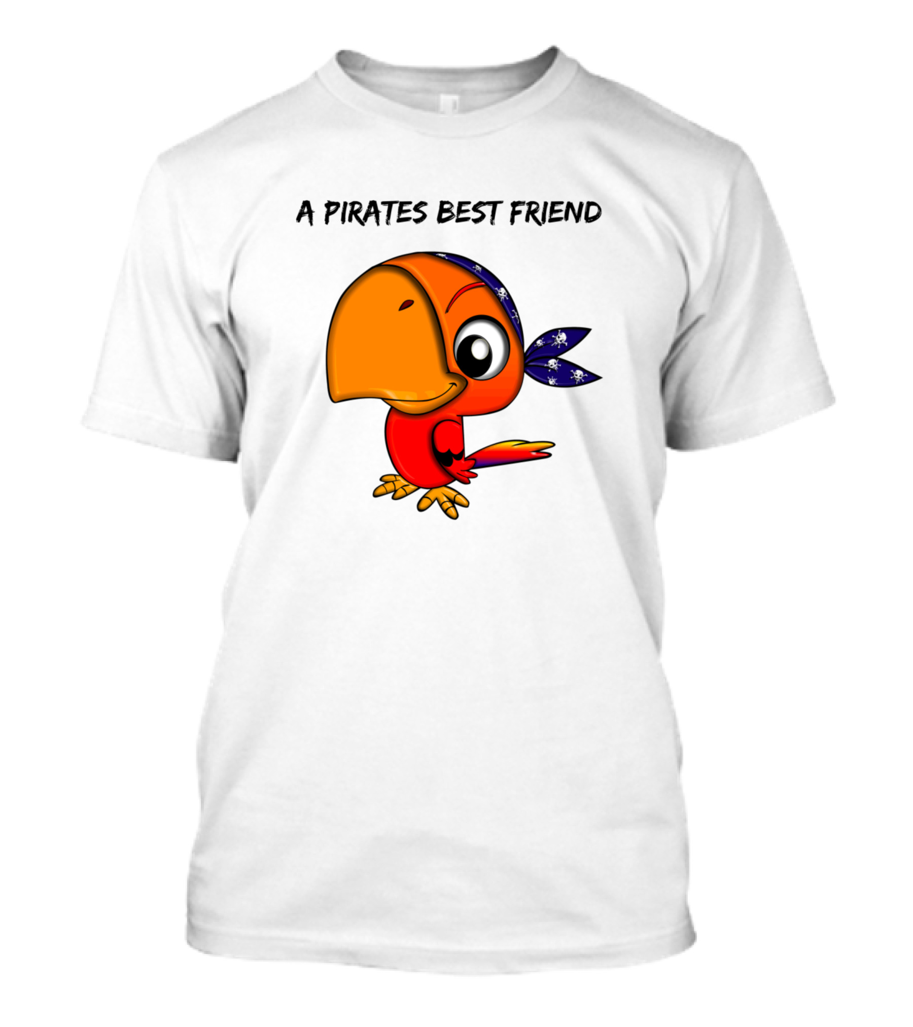 A Pirates Best Friend Cartoon Parrot With Skull Bandana T-Shirt