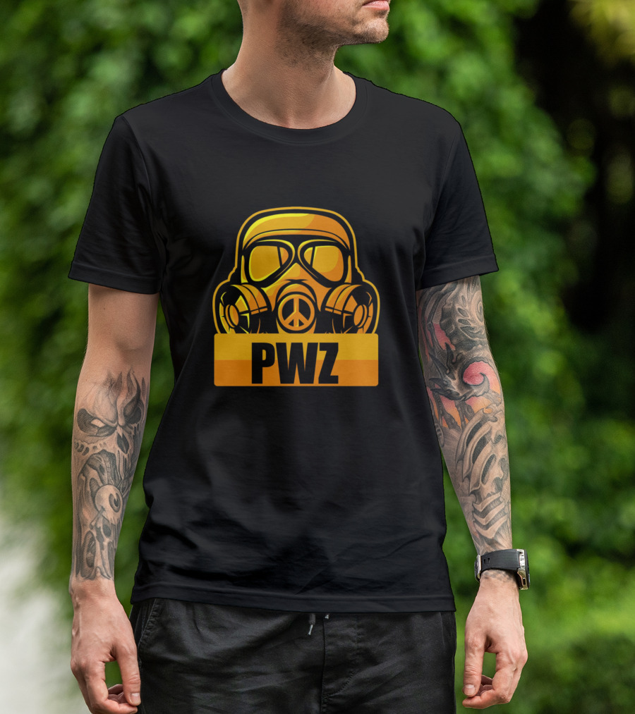 PWZ Gas Mask Peace Symbol Yellow T-Shirt
