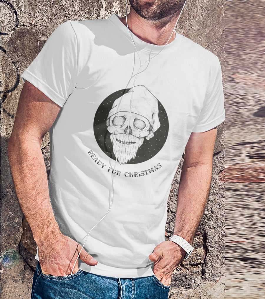 Ready For Christmas Spooky Santa Skull T-Shirt