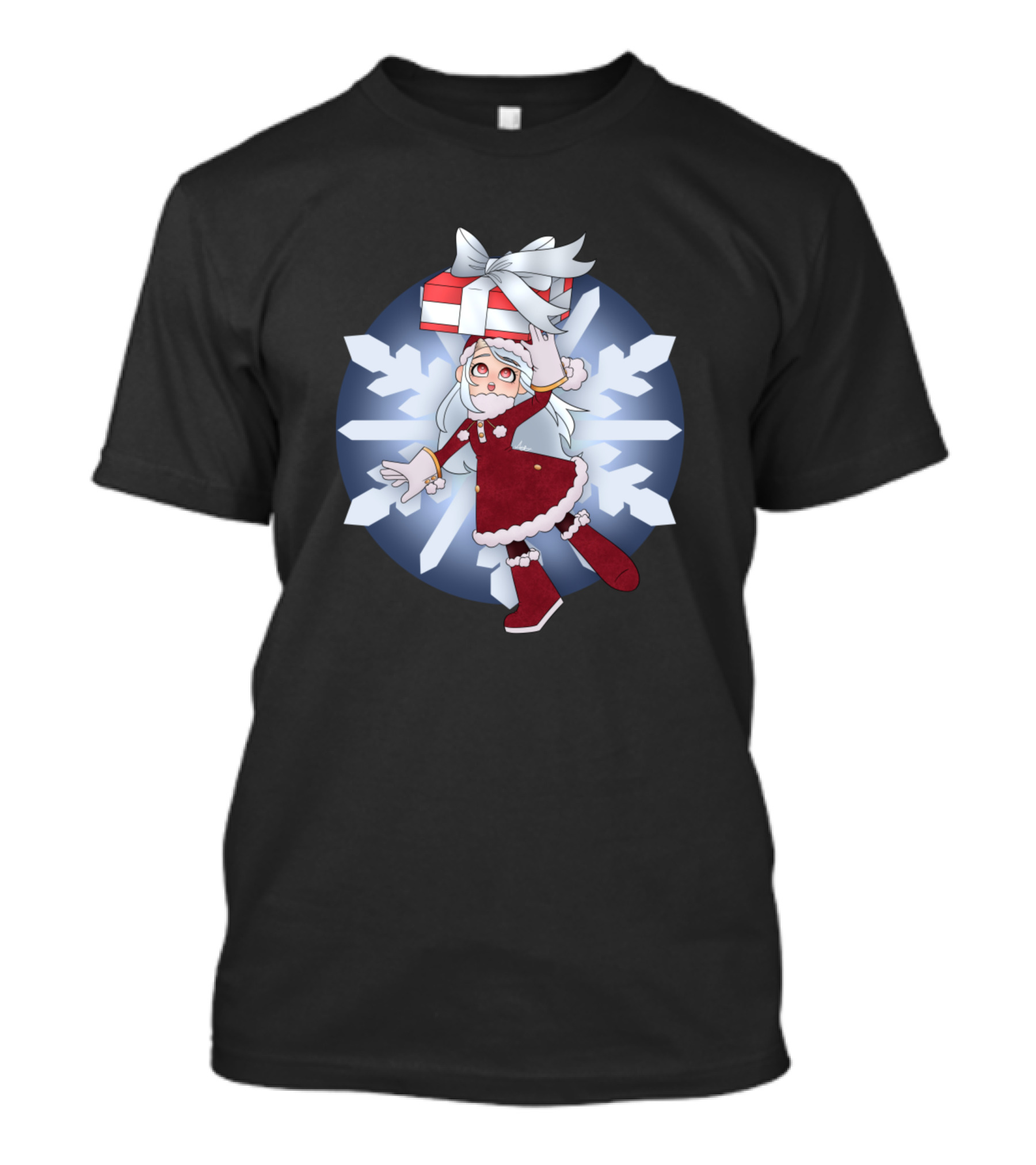 Santa Is Real Her Name Is Eri Chan Anime Girl With Snowflake And Gift Box T-Shirt