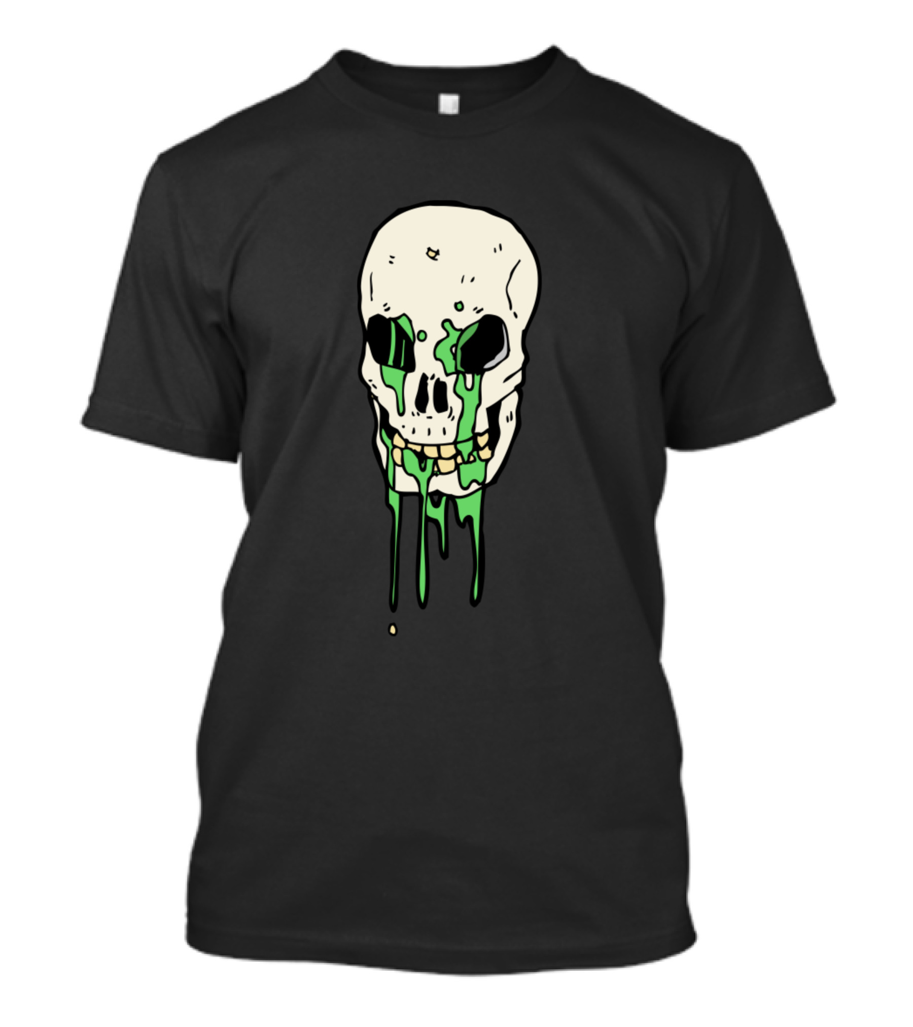 Skull Melting Green Goo Dripping Horror T-Shirt