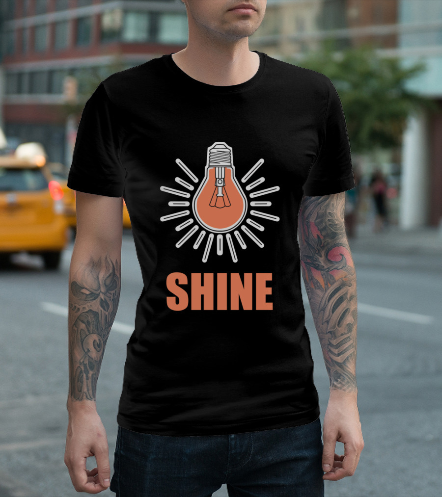 SHINE Bright Lightbulb Radiates Inspiration T-Shirt