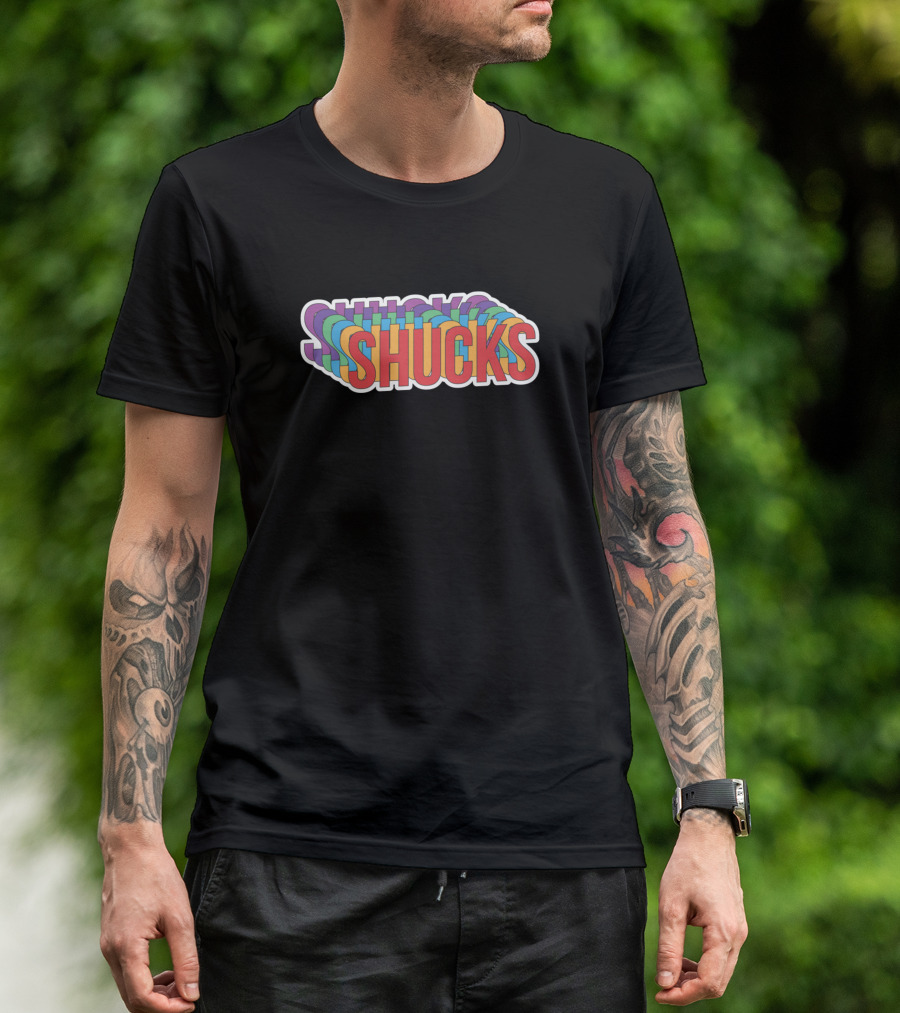 Shucks Text With Colorful Layered Effect T-Shirt
