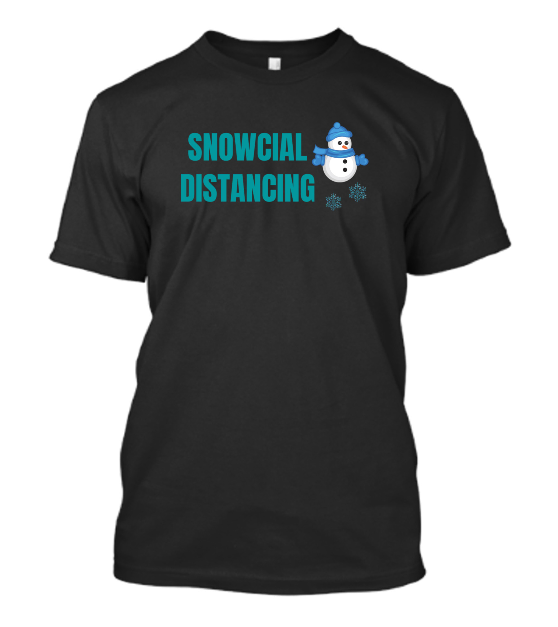 Snowcial Distancing Snowman With Snowflakes T-Shirt