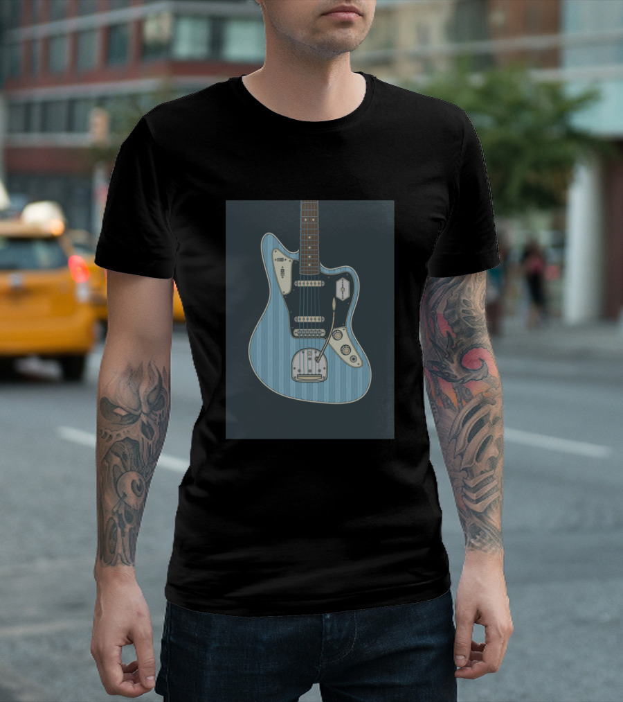 Classic Jaguar Style Light Blue Offset Electric Guitar T-Shirt
