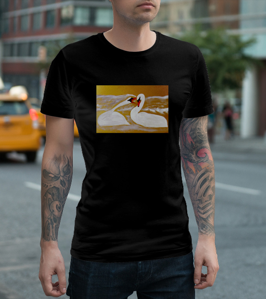 The Courtship Swan Pair In Water T-Shirt