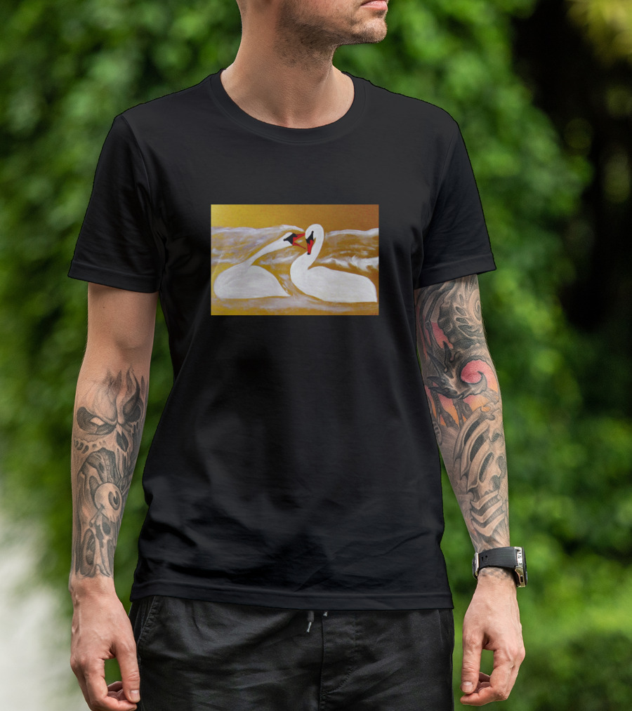 The Courtship Swan Pair In Water T-Shirt