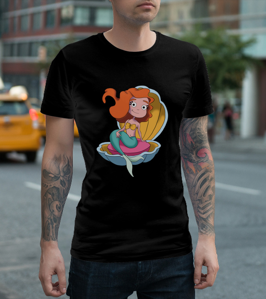 The Little Mermaid Cartoon Clam Shell T-Shirt