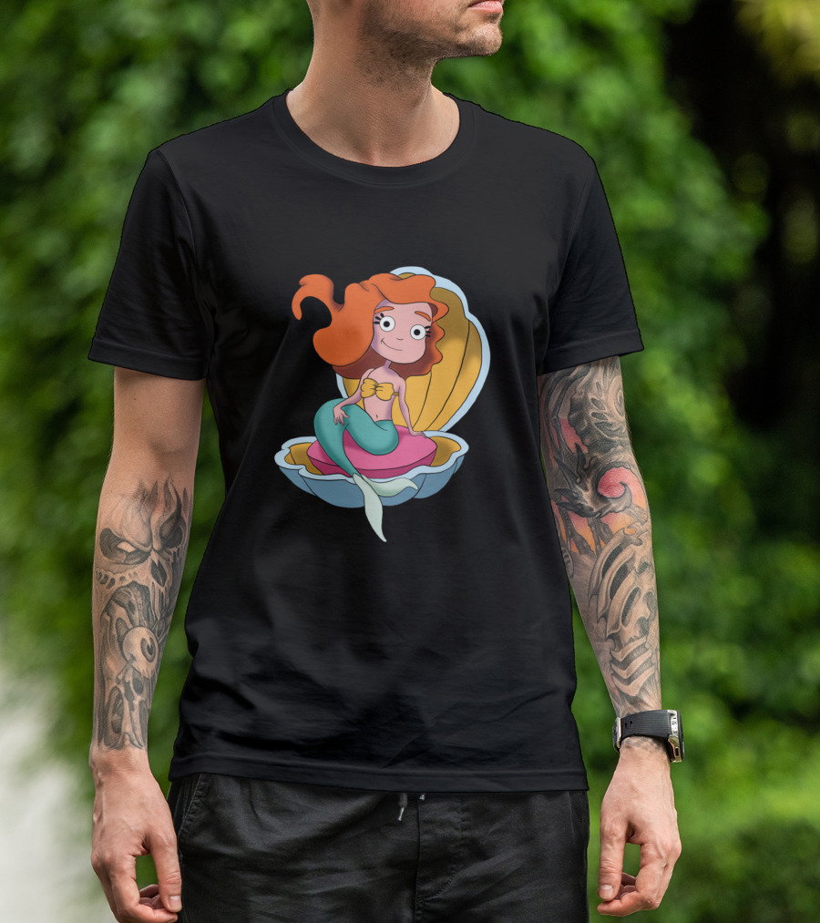 The Little Mermaid Cartoon Clam Shell T-Shirt