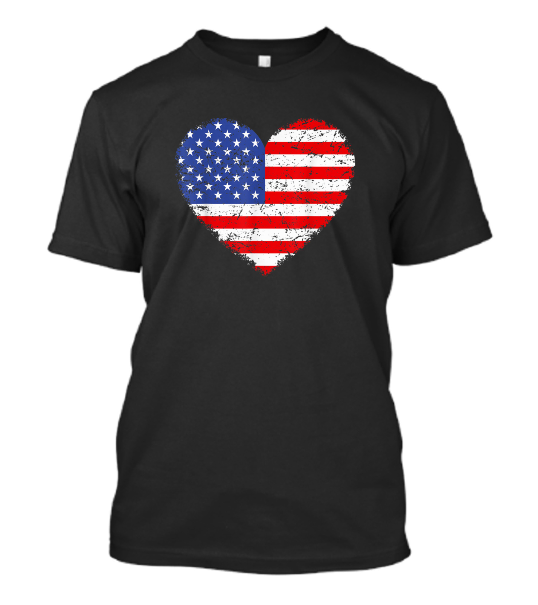 Usa Flag Heart 4Th July Red White Blue Stars Stripes Patriotic T-Shirt