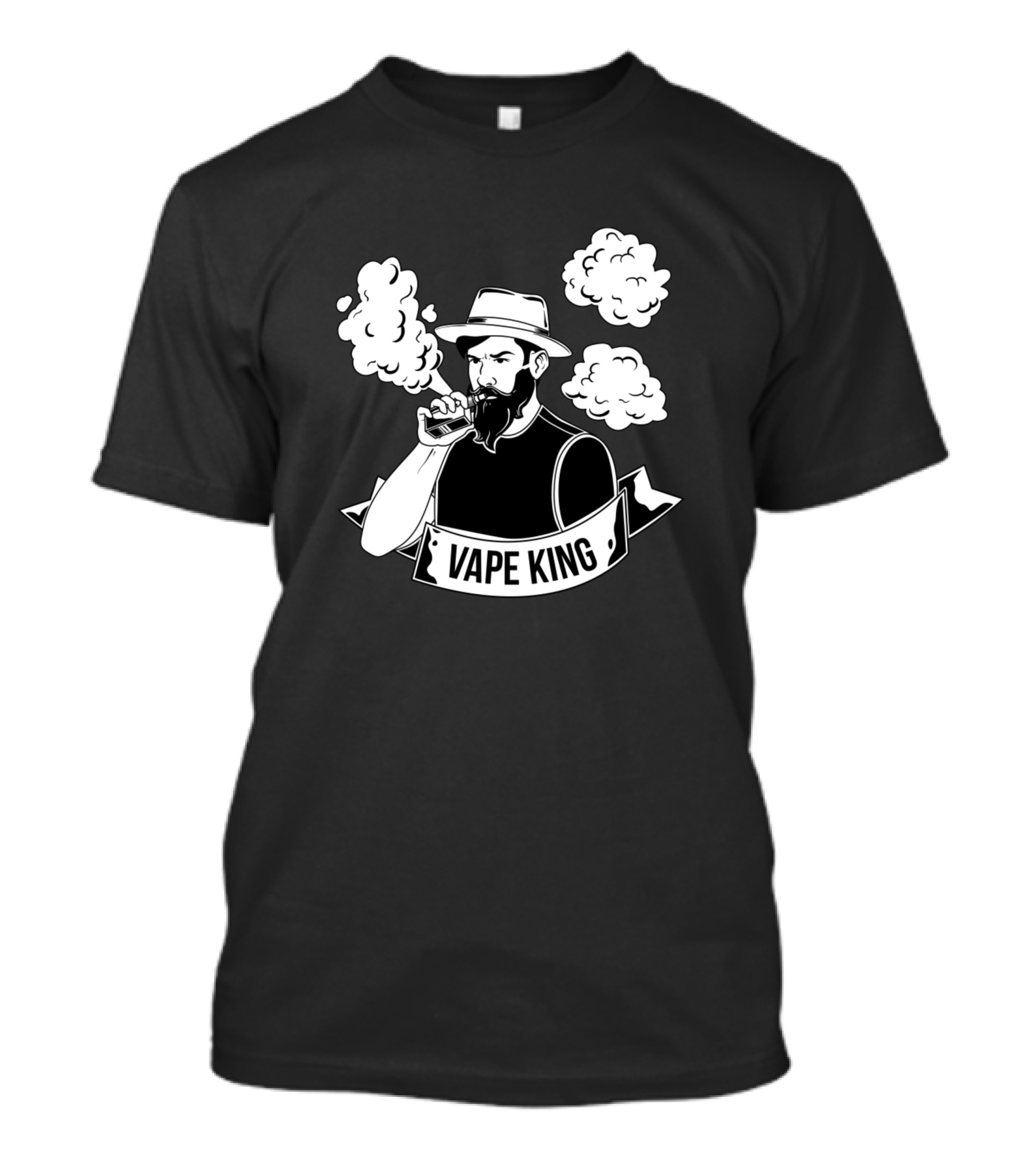 Vape King Smoking Bearded Man With Hat And Clouds T-Shirt