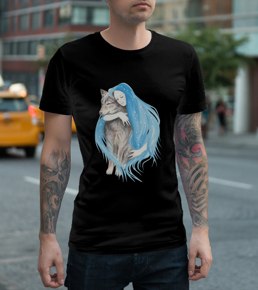 Wolf and Blue Moon Embrace Wild Life T-Shirt