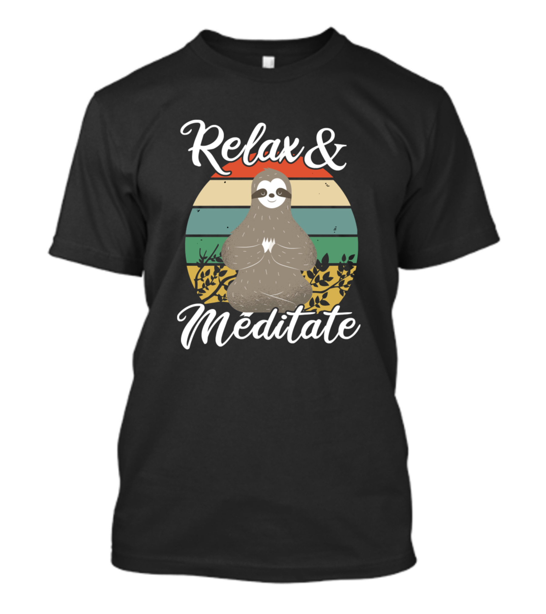 Relax And Meditate Sloth Vintage Retro Yoga Meditation T-Shirt