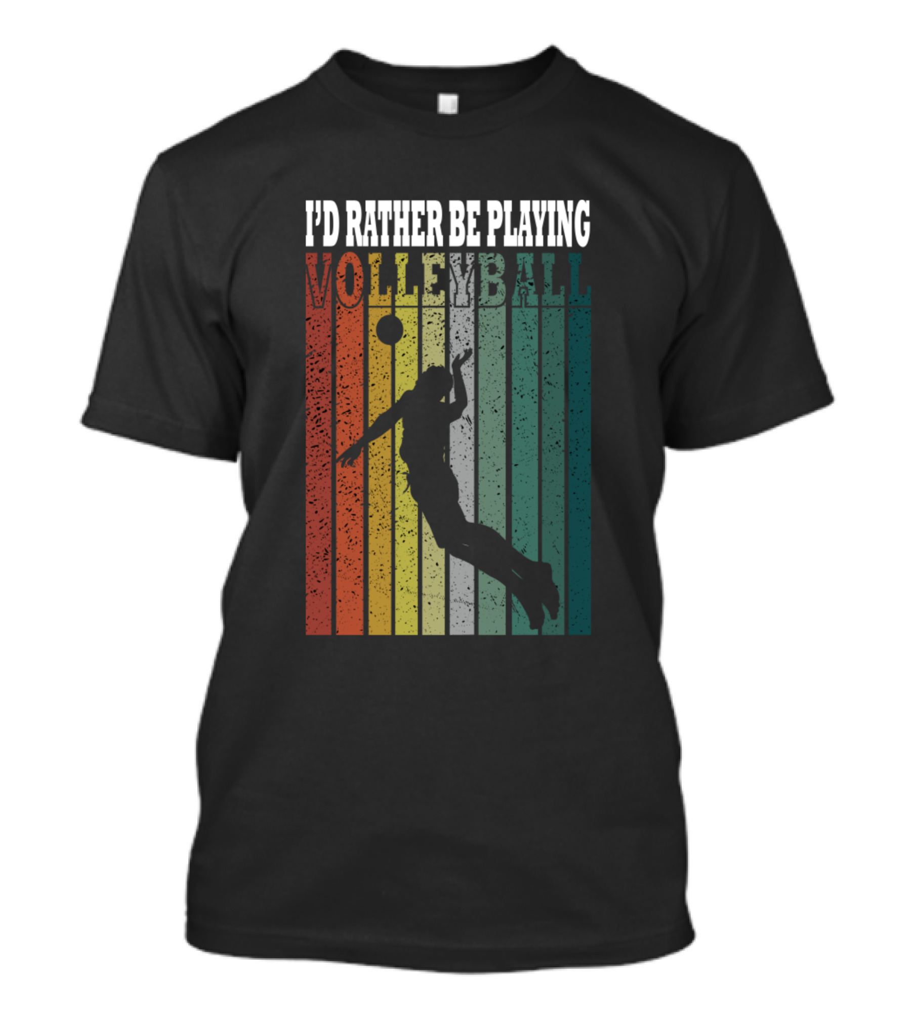I'd Rather Be Playing Volleyball Retro Silhouette Player T-Shirt