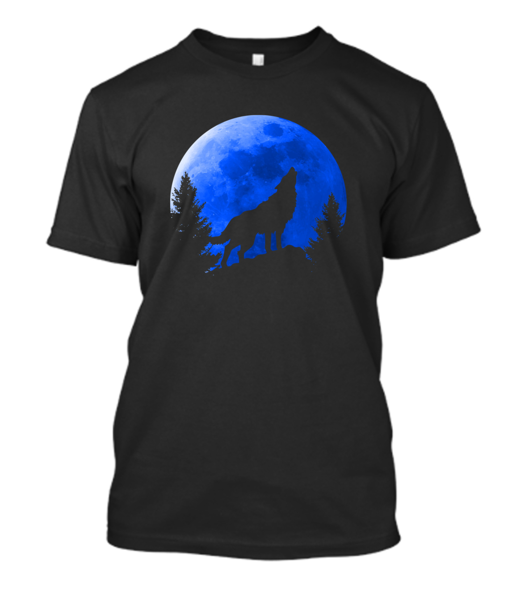 Wolf Howling Silhouette Blue Moon Wild Life Forest T-Shirt