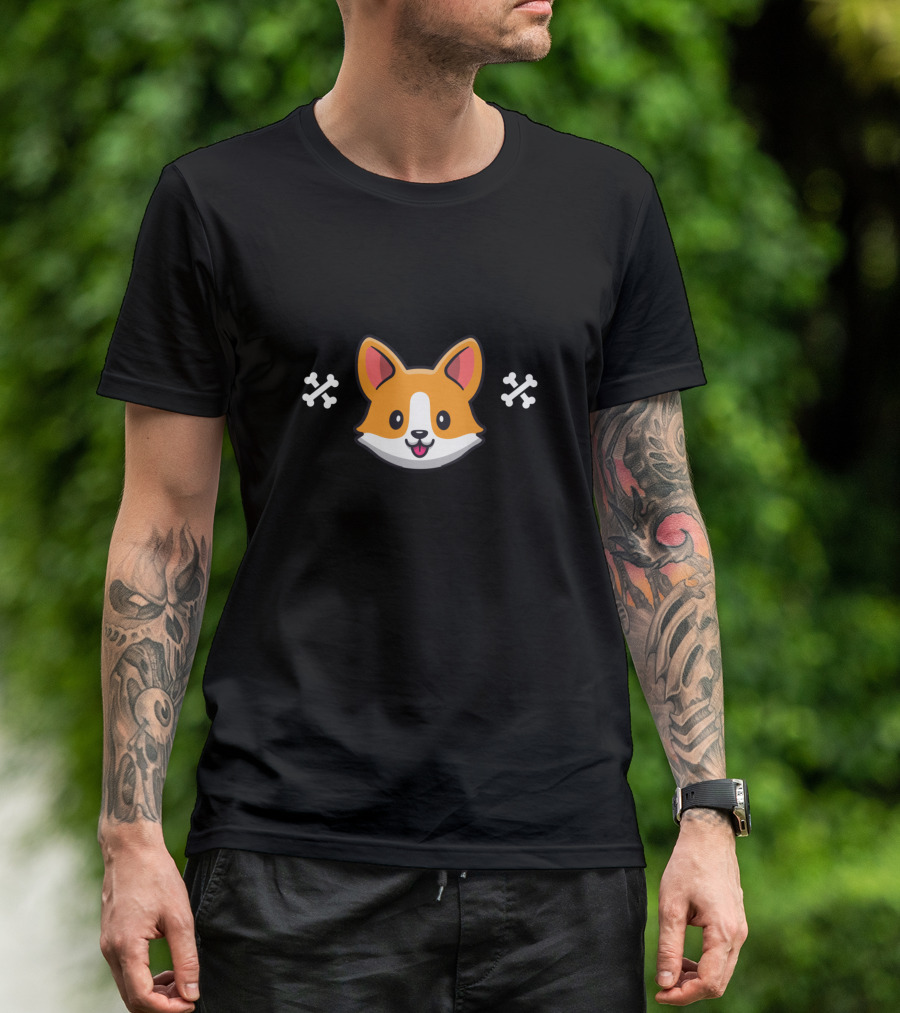 Work From Home Employee Of The Year Kawaii Corgi Face With Bones T-Shirt