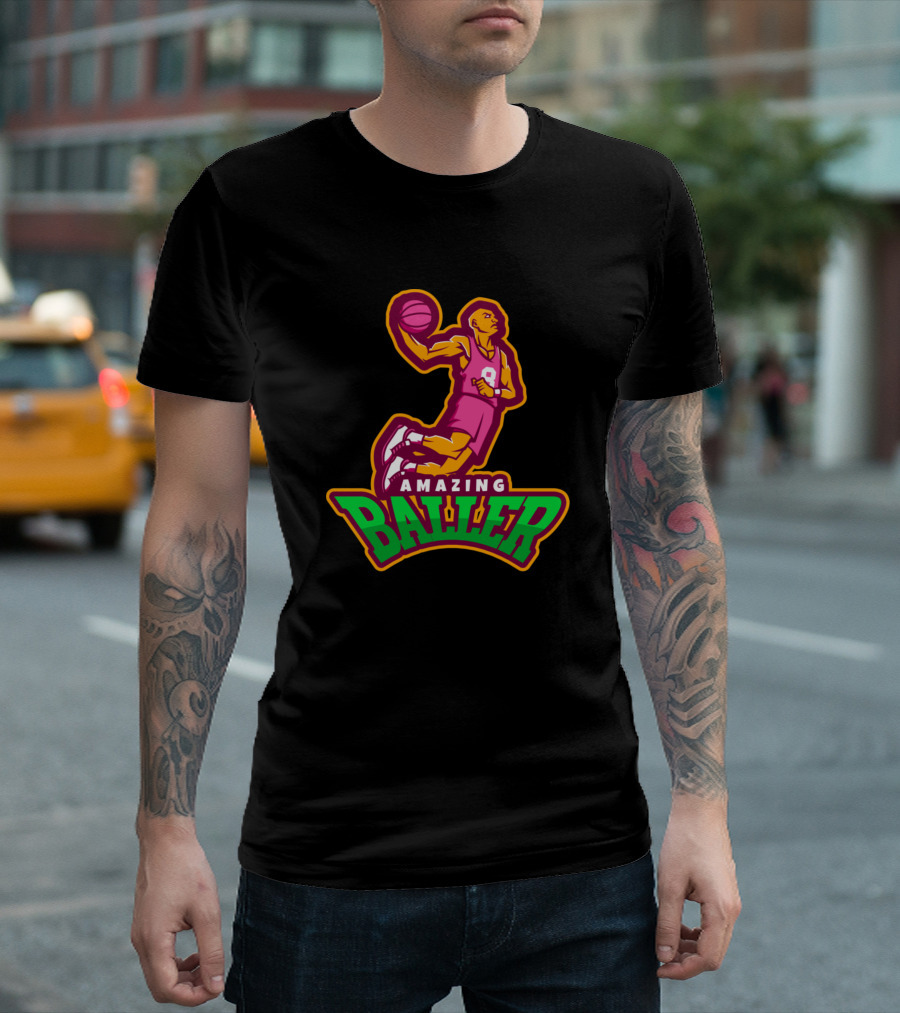 AMAZING BALLER Basketball Player Dunk Action Sports T-Shirt