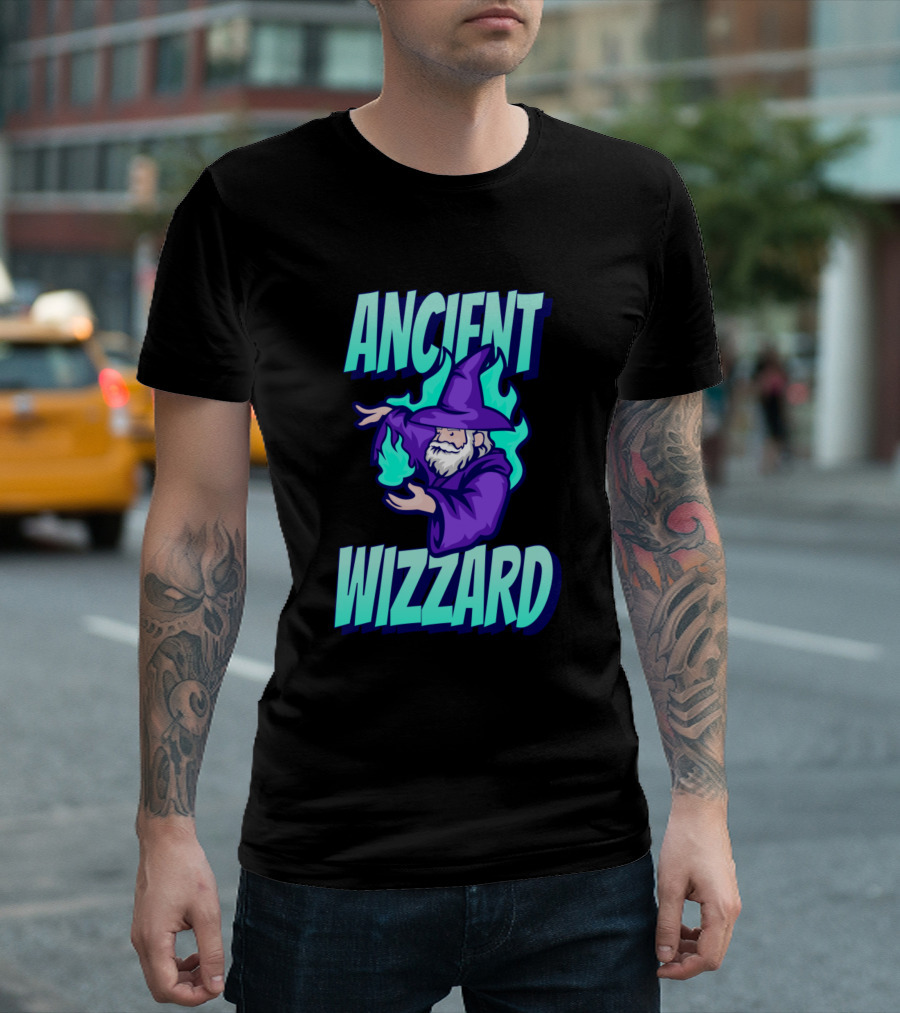 ANCIENT WIZZARD MYSTICAL FLAMES MAGICIAN T-Shirt