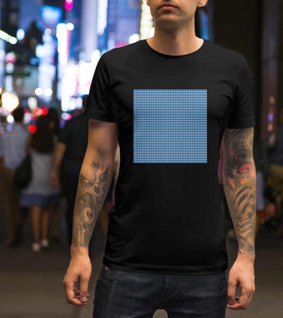 Blue Gingham Plaid T-Shirt