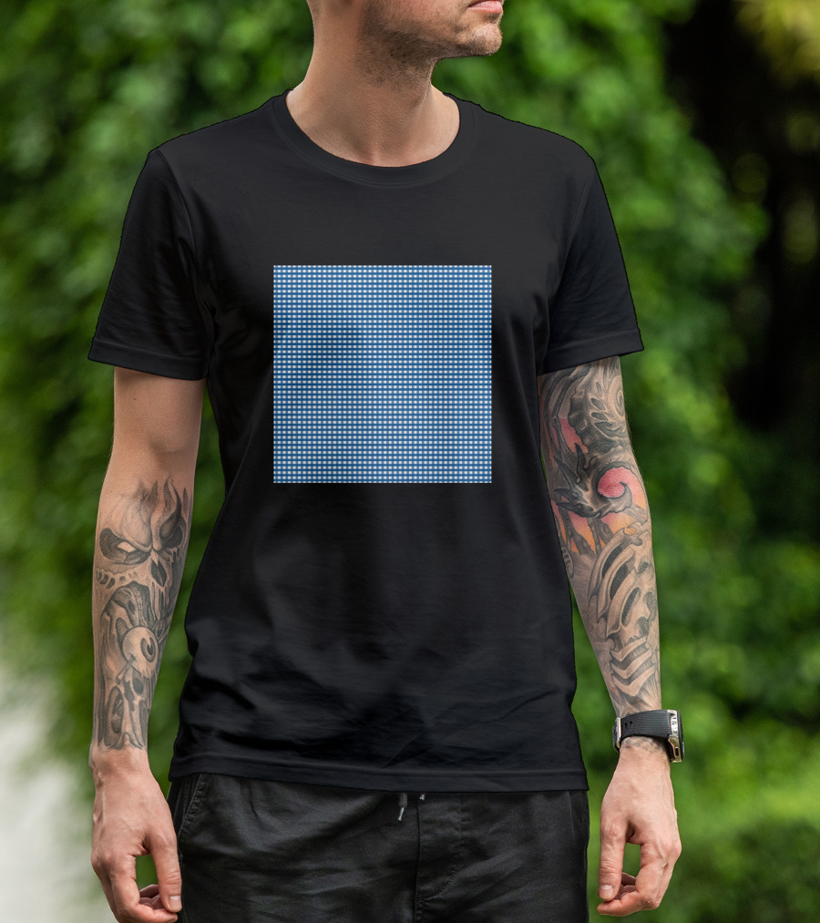 Blue Gingham Plaid T-Shirt