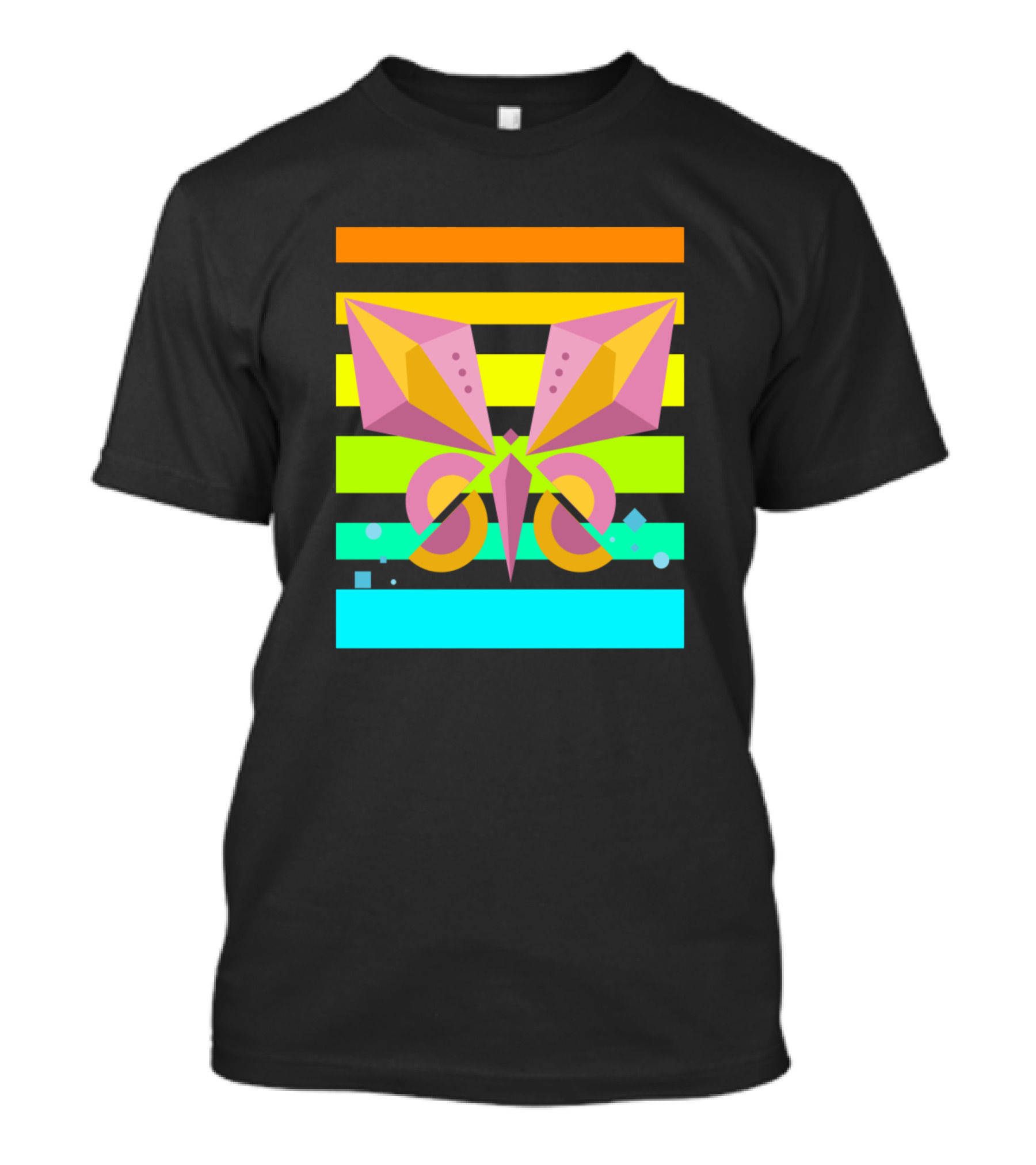 Butterfly Sunset Neon Geometric Striped T-Shirt