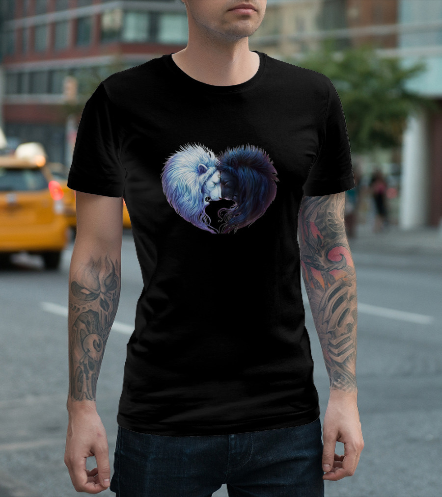 Geometric Polygonal Lion Heart Wild T-Shirt