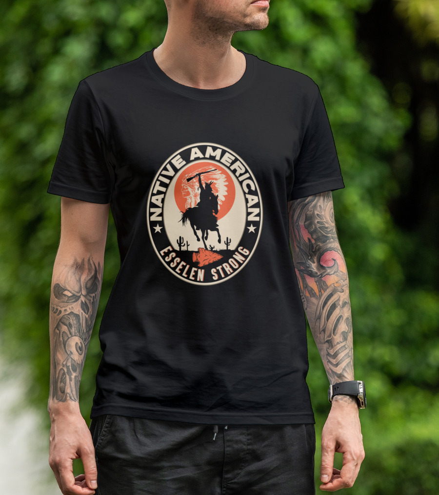 Esselen Tribe Native American Strong Warrior Riding Horse T-Shirt