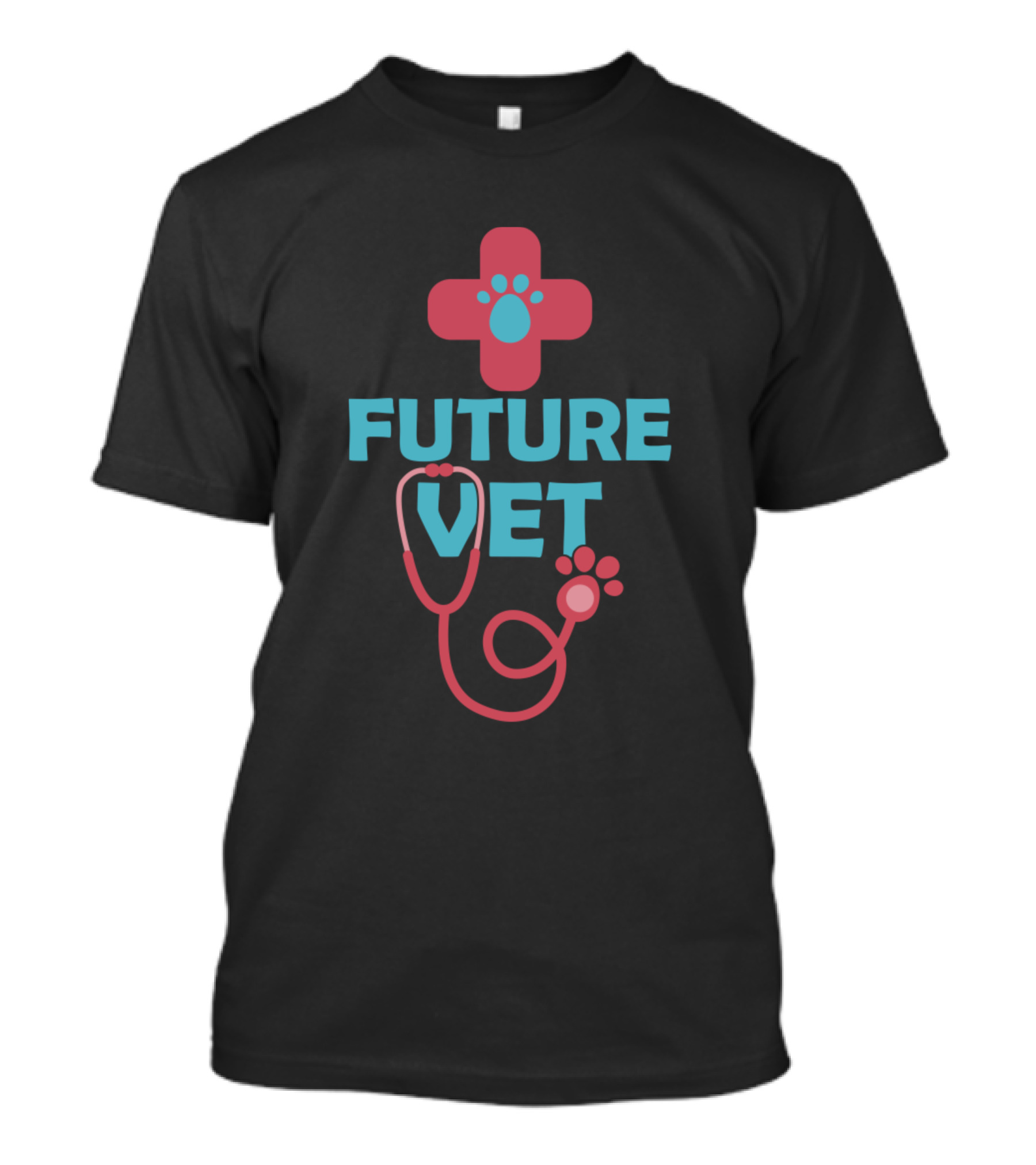 Future Vet Stethoscope Paw Print Cross T-Shirt