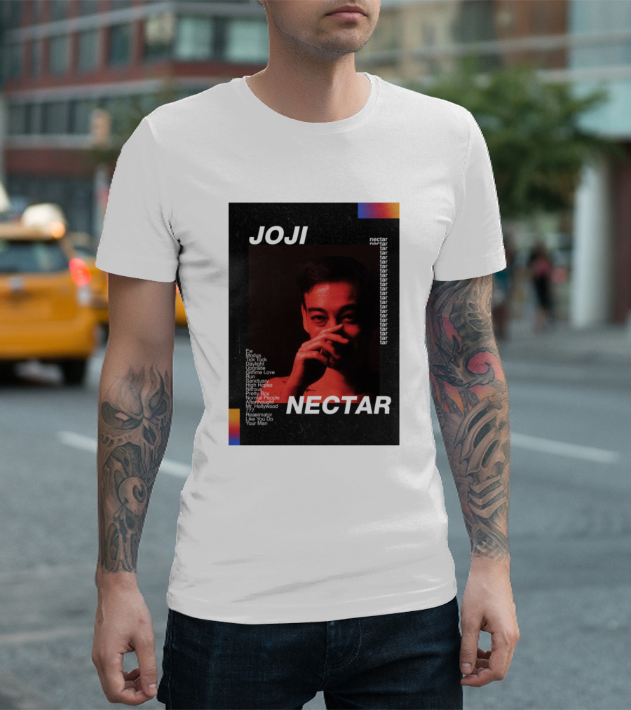 Joji Nectar Album Cover with Tracklist and Artistic T-Shirt