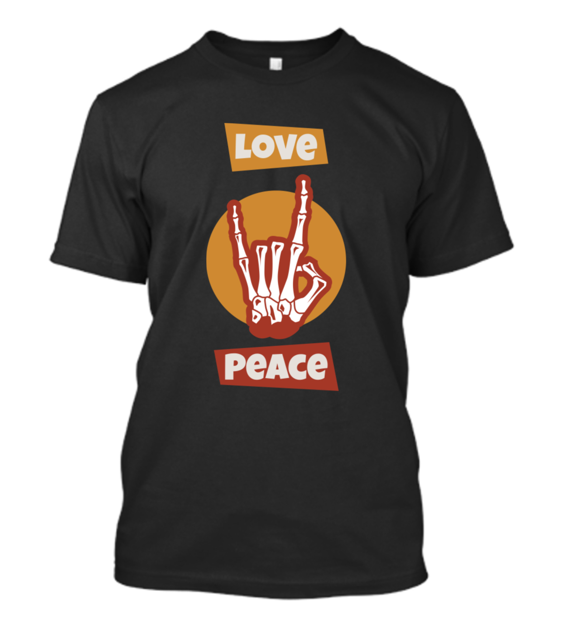 Love Peace Rocker Skeleton Hand Gesture T-Shirt