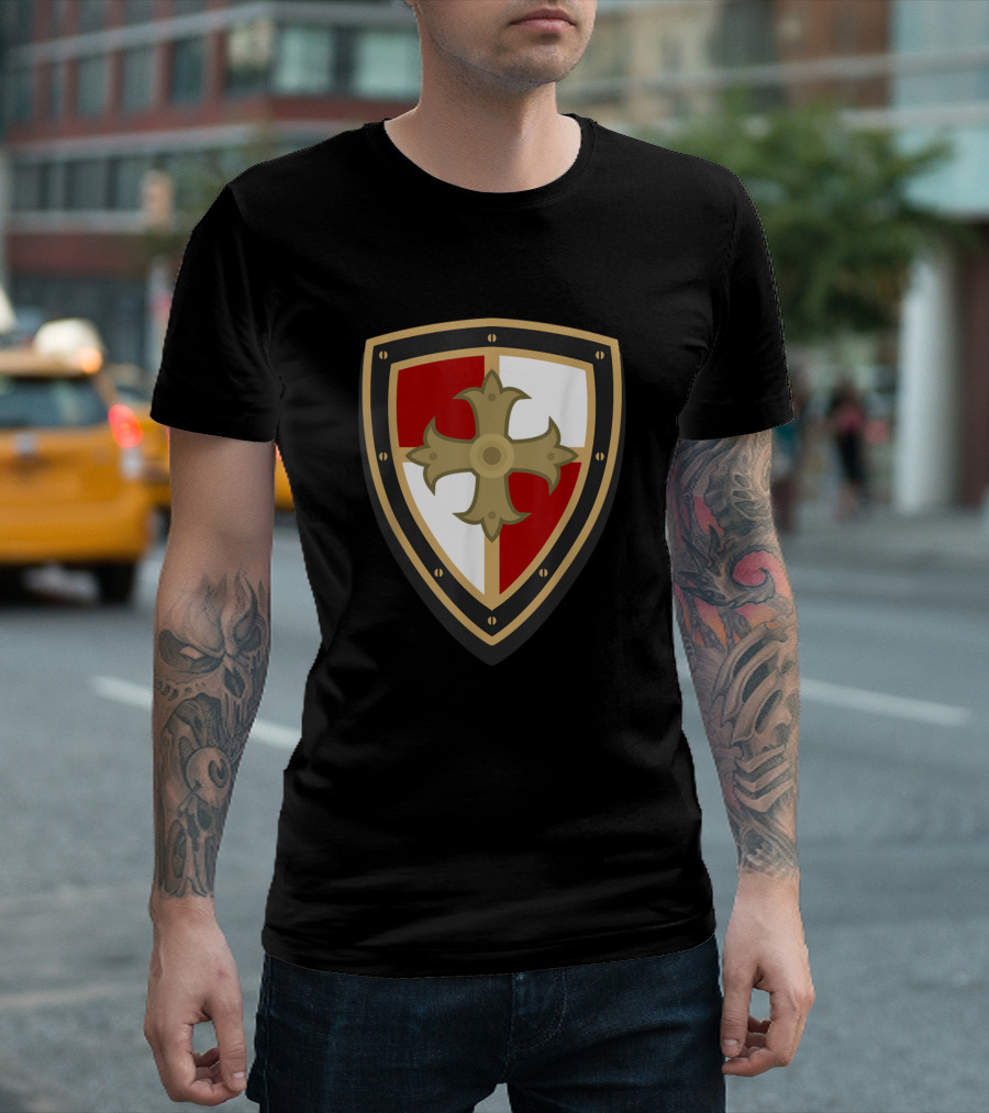 Medieval Knighidea Shield with Cross Emblem Design Renaissance Tunic T-Shirt