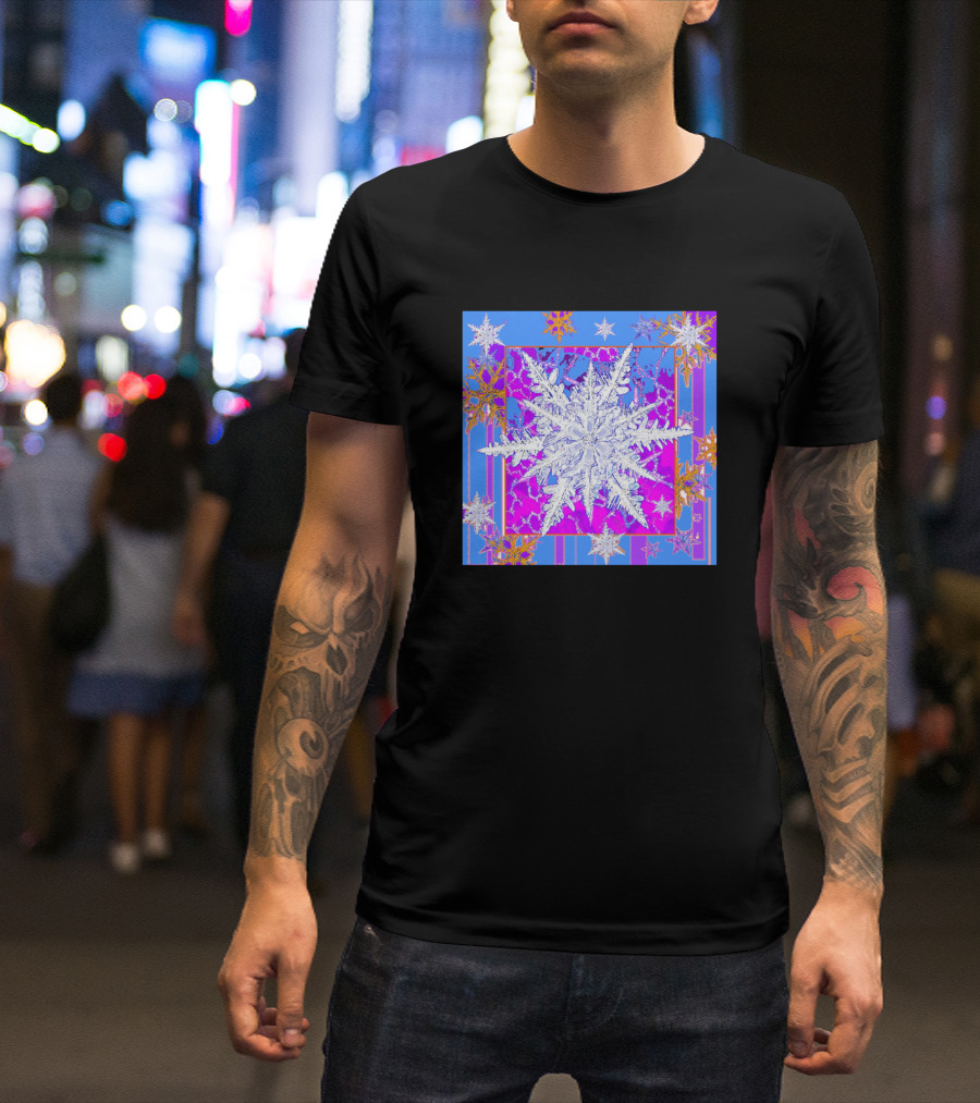 Ornate Snowflake Colorful Pattern Square T-Shirt