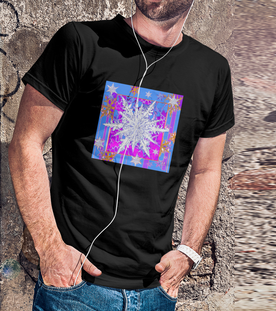 Ornate Snowflake Colorful Pattern Square T-Shirt