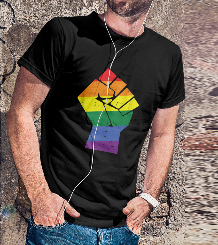Rainbow Fist Gay Pride Equality Rights Protest LGBT T-Shirt