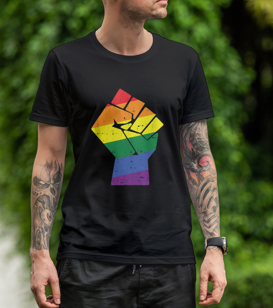 Rainbow Fist Gay Pride Equality Rights Protest LGBT T-Shirt