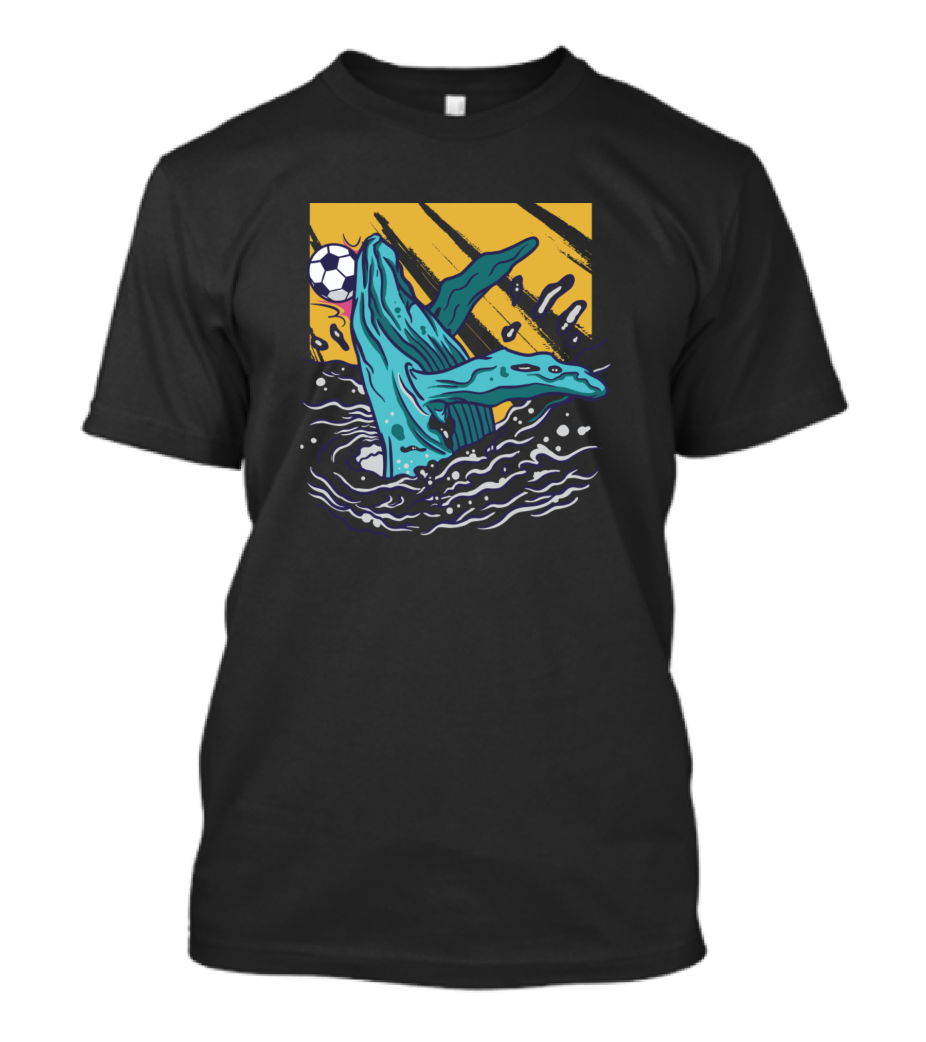 Soccer Whale Splash With Sunburst And Soccer Ball T-Shirt