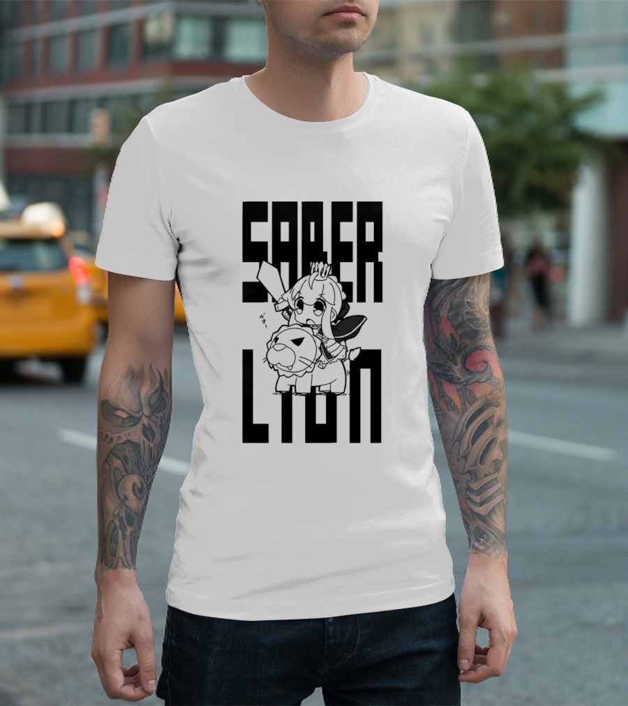 Saber Lion Anime Character Riding T-Shirt