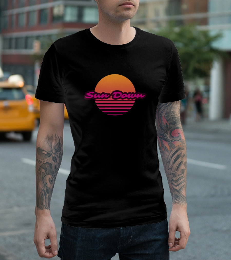 Sun Down Retro Stripe Sunset T-Shirt