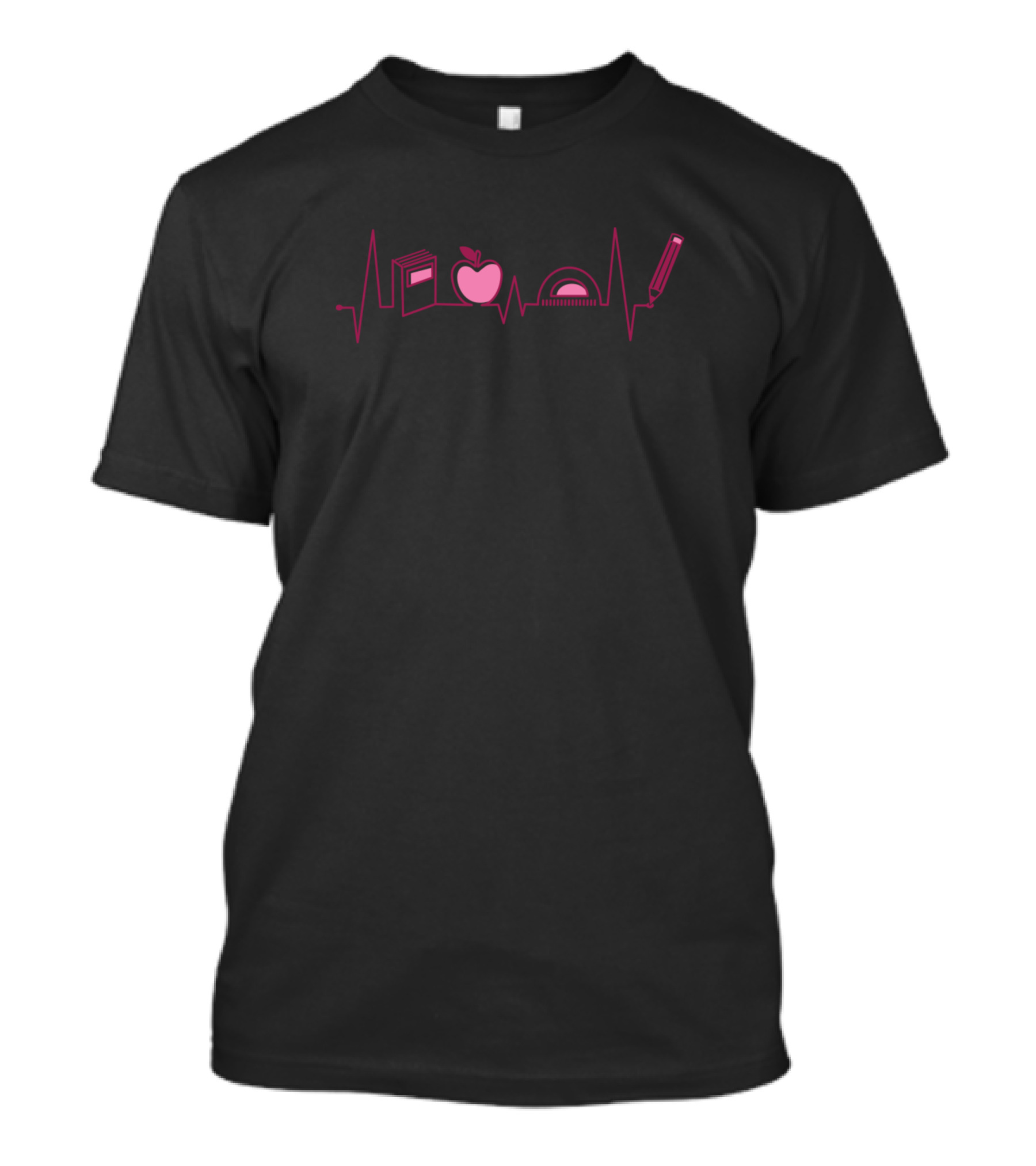 Teacher Heartbeat Book Apple Protractor Pen T-Shirt