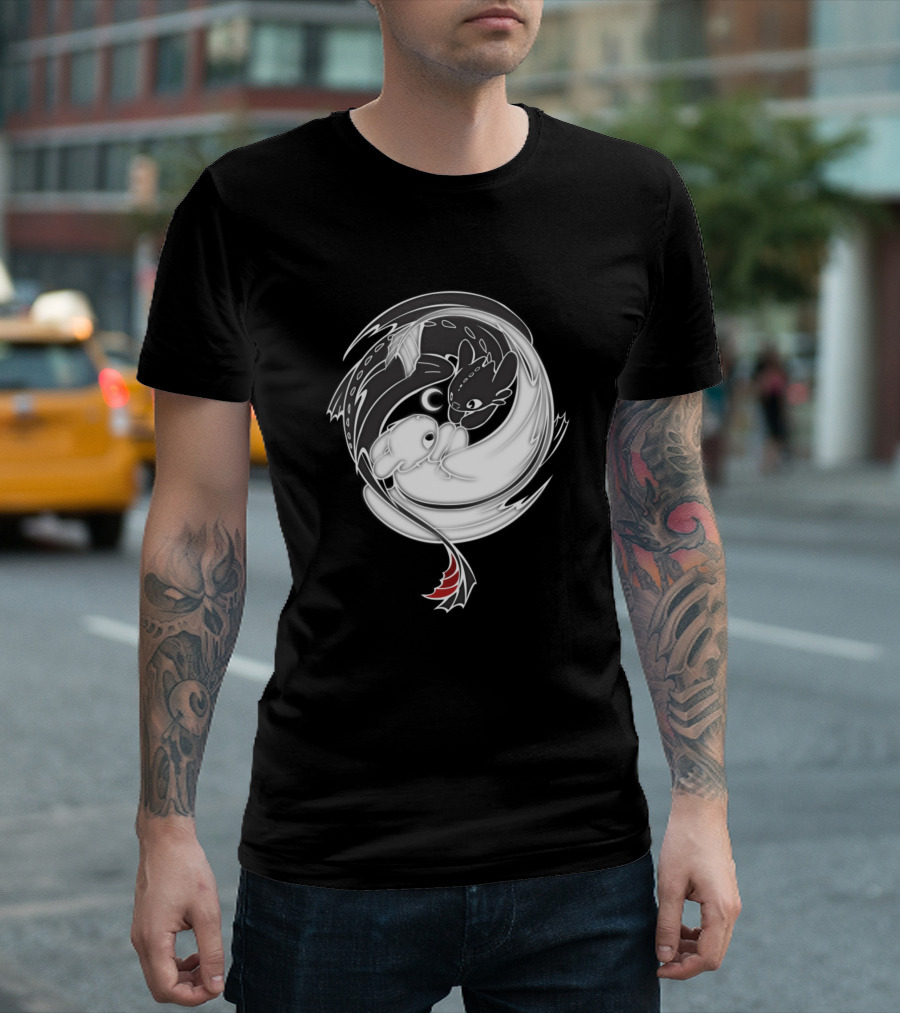 Toothless and The White Fury Yin Yang Dragons T-Shirt